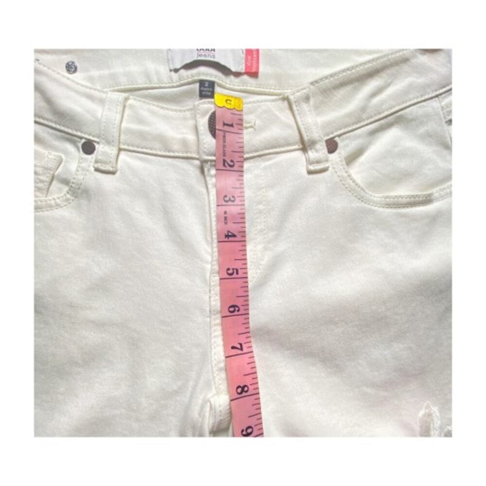 Cabi Slim Boyfriend Jeans Women 2 Cream Floral Embroidered Stretch - Picture 10 of 12